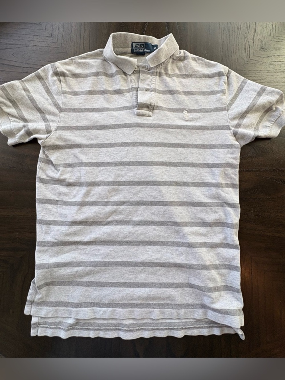 Polo Ralph Lauren Men’s M Striped Polo Shirt Gray White Classic Fit
